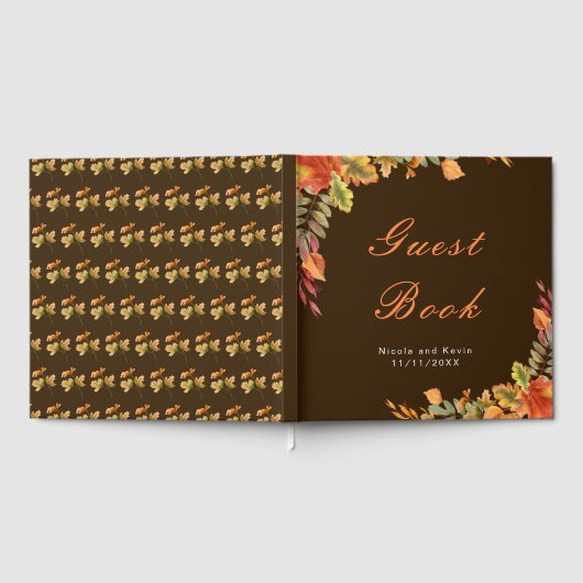 Rustic Autumn Fall Leaves Wedding ゲストブック (全面)