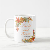Rustic Autumn Fall Leaves Wedding コーヒーマグカップ (左)