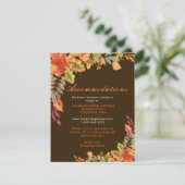Rustic Autumn Fall Leaves Wedding Accommodations エンクロージャーカード (スタンド正面)
