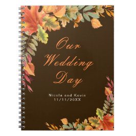 Rustic Autumn Fall Leaves Wedding planner ノートブック