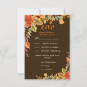 Rustic Autumn Fall Leaves Wedding Reception 出欠カード (正面)
