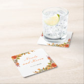 Rustic Autumn Fall Leaves Wedding Thank You スクエアペーパーコースター (インサイチュ)