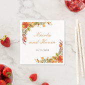 Rustic Autumn Fall Leaves Wedding Thank You スタンダードカクテルナプキン (インサイチュ)