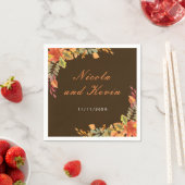 Rustic Autumn Fall Leaves Wedding Thank You スタンダードカクテルナプキン (インサイチュ)