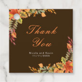 Rustic Autumn Fall Leaves Wedding Thank You フェイバータグ (正面)