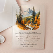 Rustic Autumn Fall Mountain Forest Wedding アクリル招待状