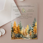 Rustic Autumn Fall Pine Trees Wedding アクリル招待状