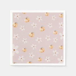 Rustic Autumn Fall Pumpkin and Daisy Baby shower スタンダードカクテルナプキン