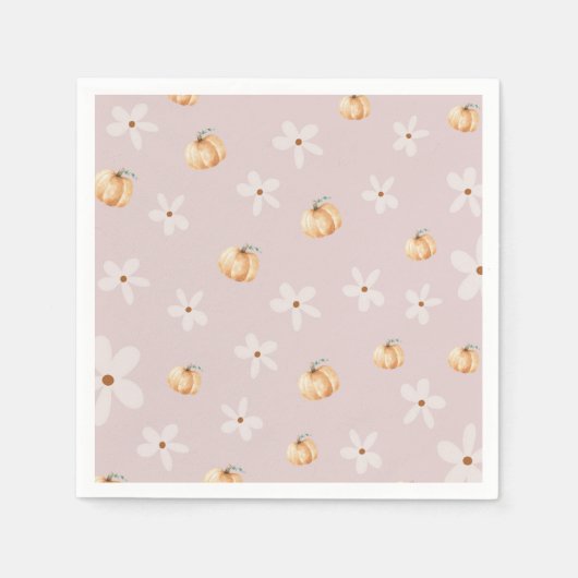 Rustic Autumn Fall Pumpkin and Daisy Baby shower スタンダードカクテルナプキン (正面)