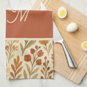 Rustic Autumn fall vibes & Floral Monogram キッチンタオル (四つ折り)