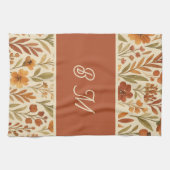 Rustic Autumn fall vibes & Floral Monogram キッチンタオル (横)