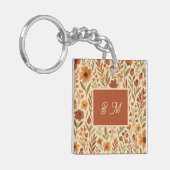 Rustic Autumn fall vibes & Floral Monogram  キーホルダー (正面左)