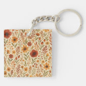 Rustic Autumn fall vibes & Floral Monogram  キーホルダー (裏面)