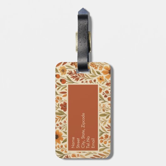 Rustic Autumn fall vibes & Floral Monogram ラゲッジタグ (裏面縦)