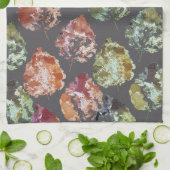 Rustic Autumn Falling Leaves Watercolor Art キッチンタオル (折り畳み)