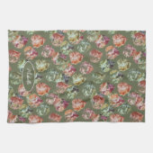 Rustic Autumn Falling Leaves Watercolor Art キッチンタオル (横)