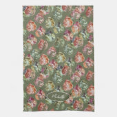 Rustic Autumn Falling Leaves Watercolor Art キッチンタオル (縦)