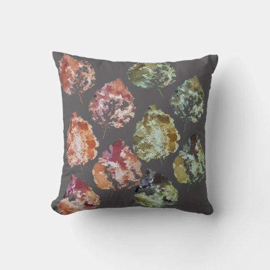 Rustic Autumn Falling Leaves Watercolor Art クッション (正面)