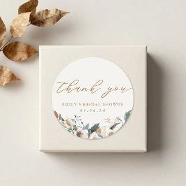 Rustic Autumn Floral Bridal Shower Favor ラウンドシール