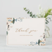 Rustic Autumn Floral Fall in Love Bridal Shower サンキューカード (スタンド正面)