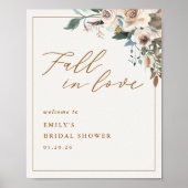 Rustic Autumn Floral Fall in Love Welcome Poster ポスター (正面)