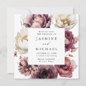 Rustic Autumn Floral Frame スクエア 結婚式 招待状 (正面)