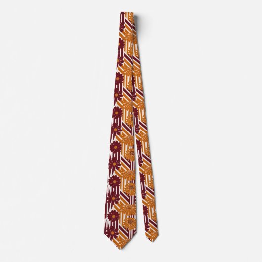 Rustic Autumn Floral Geometric Pattern (2) ネクタイ (正面)