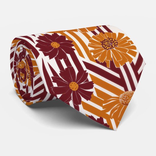 Rustic Autumn Floral Geometric Pattern (2) ネクタイ (ロール)