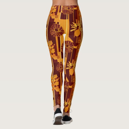 Rustic Autumn Floral Geometric Pattern (5) レギンス (裏面)