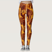 Rustic Autumn Floral Geometric Pattern (5) レギンス (正面)