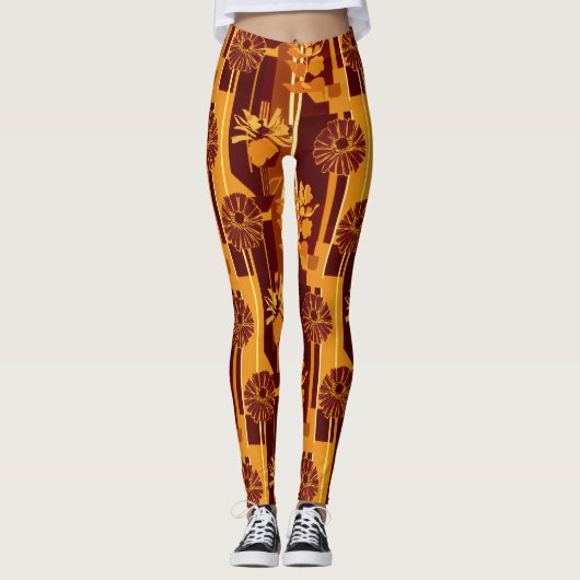 Rustic Autumn Floral Geometric Pattern (5) レギンス (正面)