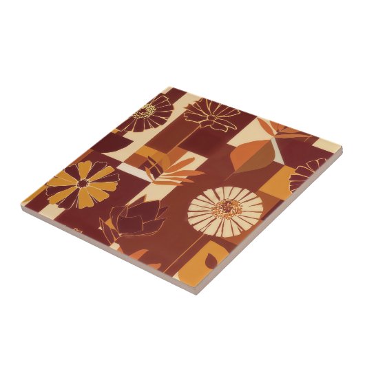 Rustic Autumn Floral Geometric Pattern (6) タイル (側面)