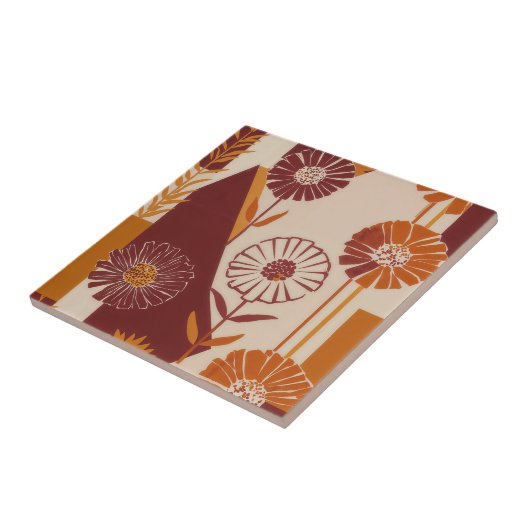 Rustic Autumn Floral Geometric Pattern (8) タイル (側面)