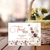 Rustic Autumn Floral Pumpkin Baby Shower サンキューカード