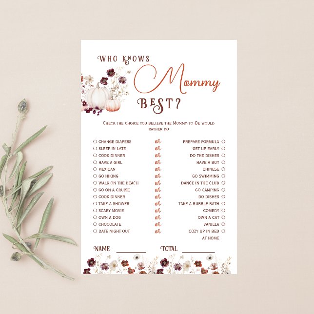 Rustic Autumn Floral Pumpkin Who Knows Mommy Best (クリエイターアップロード済み)