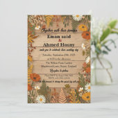 Rustic Autumn Floral Wood Wedding Invitation | Fal 招待状 (スタンド正面)