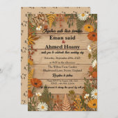 Rustic Autumn Floral Wood Wedding Invitation | Fal 招待状 (正面/裏面)