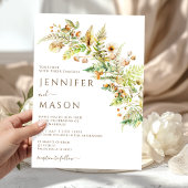 Rustic Autumn Flowers Forest Leaves Fall Wedding 招待状