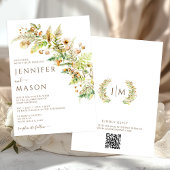 Rustic Autumn Flowers Forest Leaves Fall Wedding 招待状