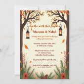 Rustic Autumn Forest Lanterns Wedding Invitation | 招待状 (正面)
