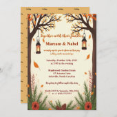 Rustic Autumn Forest Lanterns Wedding Invitation | 招待状 (正面/裏面)
