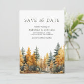 Rustic Autumn Forest Photo QR Code Wedding セーブザデート (スタンド正面)