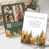 Rustic Autumn Forest Photo QR Code Wedding セーブザデート