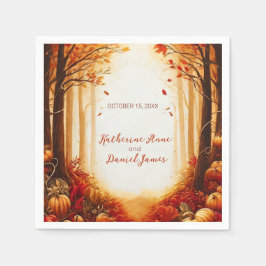 Rustic Autumn Forest Pumpkin Wedding スタンダードカクテルナプキン