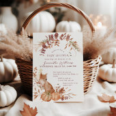 Rustic Autumn Fox Pumpkin Baby Shower 招待状