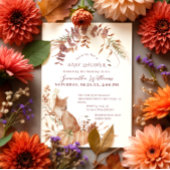 Rustic Autumn Fox Pumpkin Baby Shower 招待状