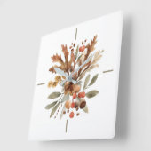 Rustic Autumn Harvest Botanical Wall Clock スクエア壁時計 (傾斜)
