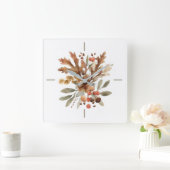 Rustic Autumn Harvest Botanical Wall Clock スクエア壁時計 (ホーム)