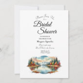 Rustic Autumn Lakeside Forest Bridal Shower 招待状 (正面)
