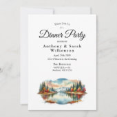 Rustic Autumn Lakeside Forest Restaurant Dinner 招待状 (正面)